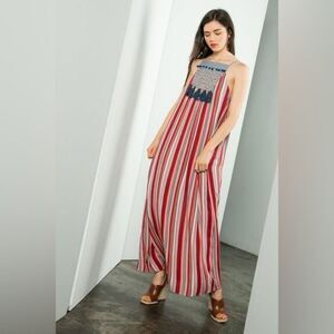 T H M L Embroidered Tassel Maxi Romantic Dress Size S